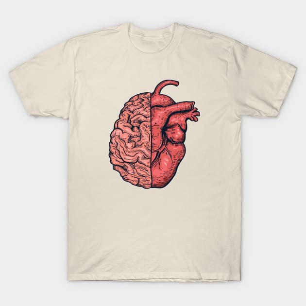 HEART VS BRAIN T-Shirt by DopamIneArt